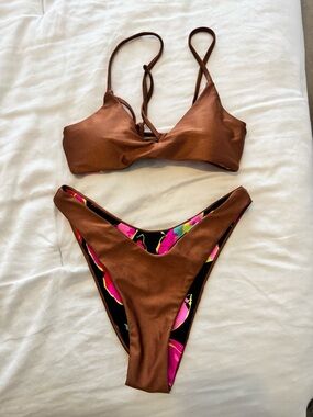 Maaji Two-Piece Bikini Set metallic bronze reversible